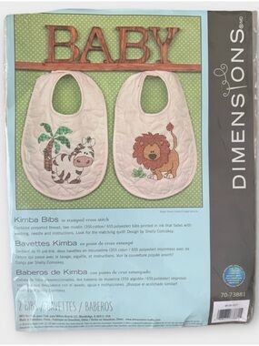Dimensions Jungle Themed Kimba Bibs Cross
Stitch Baby Bib Kit Lion Zebra